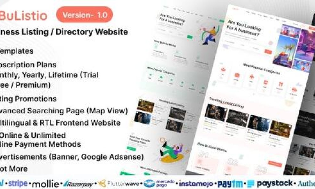 Bulistio v1.0 Nulled – Business Listing / Directory Website (Subscription Based) PHP Script