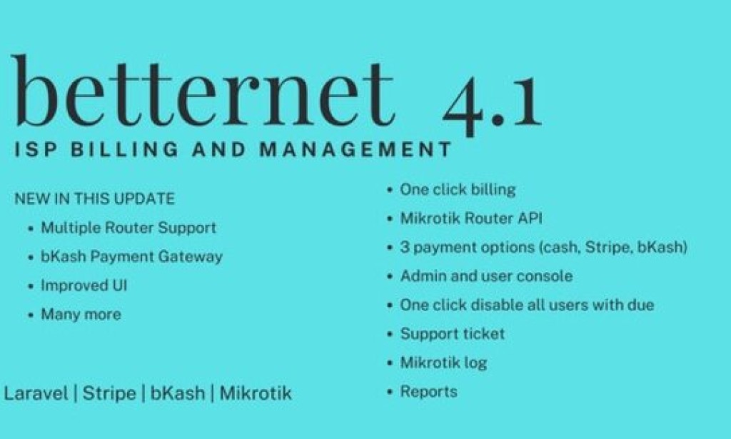 Betternet ISP Billing with Mikrotik API v4.1 – PHP Script