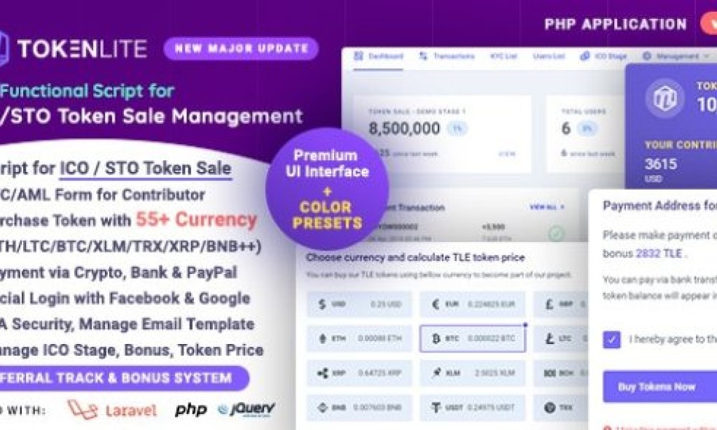 TokenLite v1.7.0 Nulled – ICO / STO Token Sale Management Dashboard – ICO Admin Script