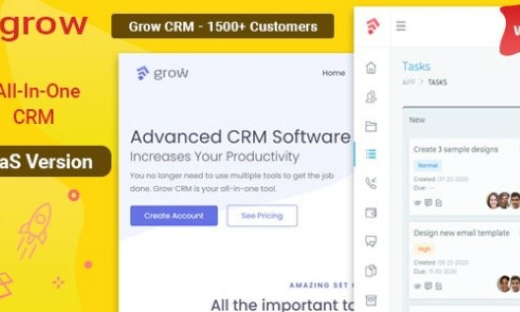 Grow CRM SaaS v1.2 – Laravel Project Management – Multitenancy Script