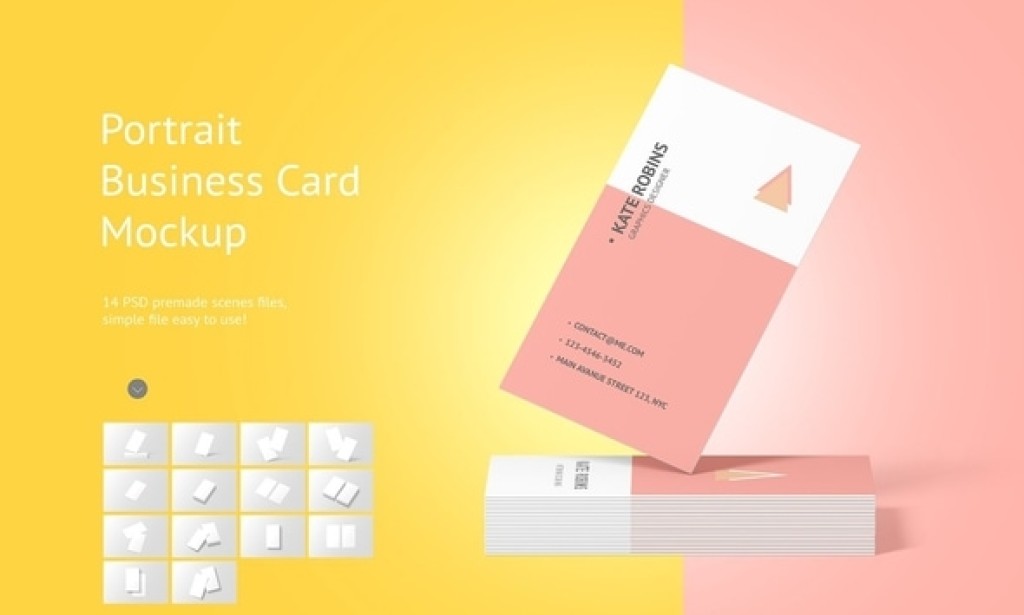 CreativeMarket Portrait Business Card Mockup FREE