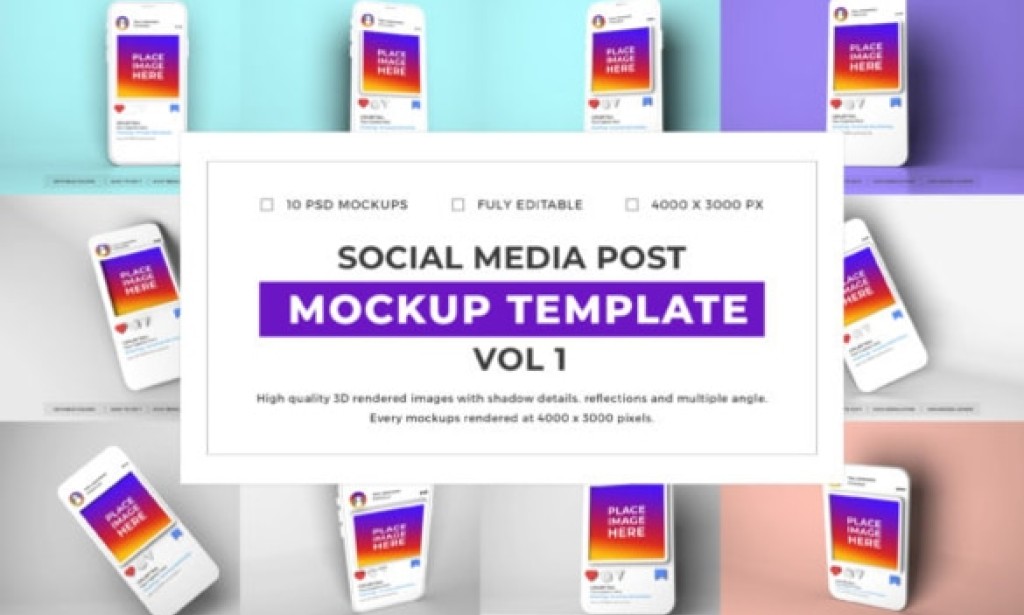 Social Media Post Mockup Template Vol 1 Bundle Pack