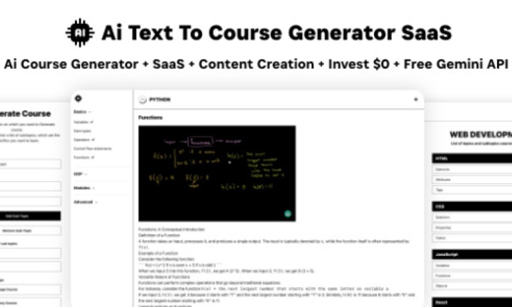 Ai Course Generator v5.0 – Text To Course SaaS Ai Video & Image Content Payment Earn Gemini React Admin Script