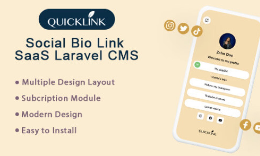 QuickBioLink v3.1 – Bio Link SaaS for Creators, Influencers and Businesses Script