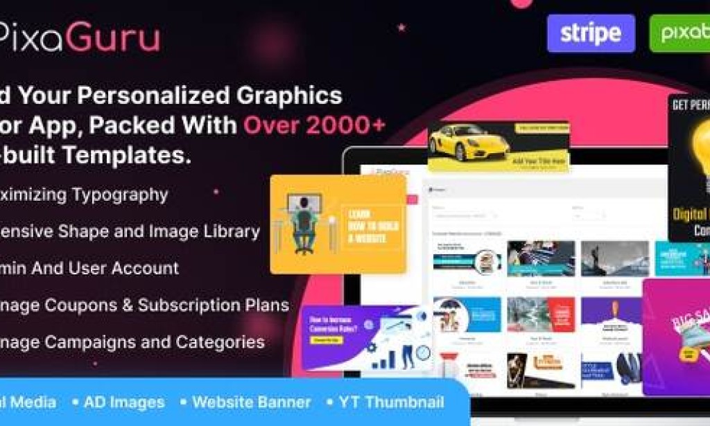 PixaGuru v1.9 – SAAS Platform to Create Graphics, Images, Social Media Posts, Ads, Banners, & Stories Script
