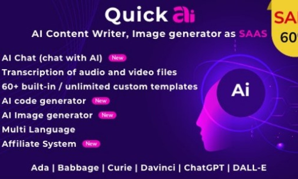 QuickAI OpenAI v2.2.1 Nulled – AI Writing Assistant and Content Creator as SaaS Script