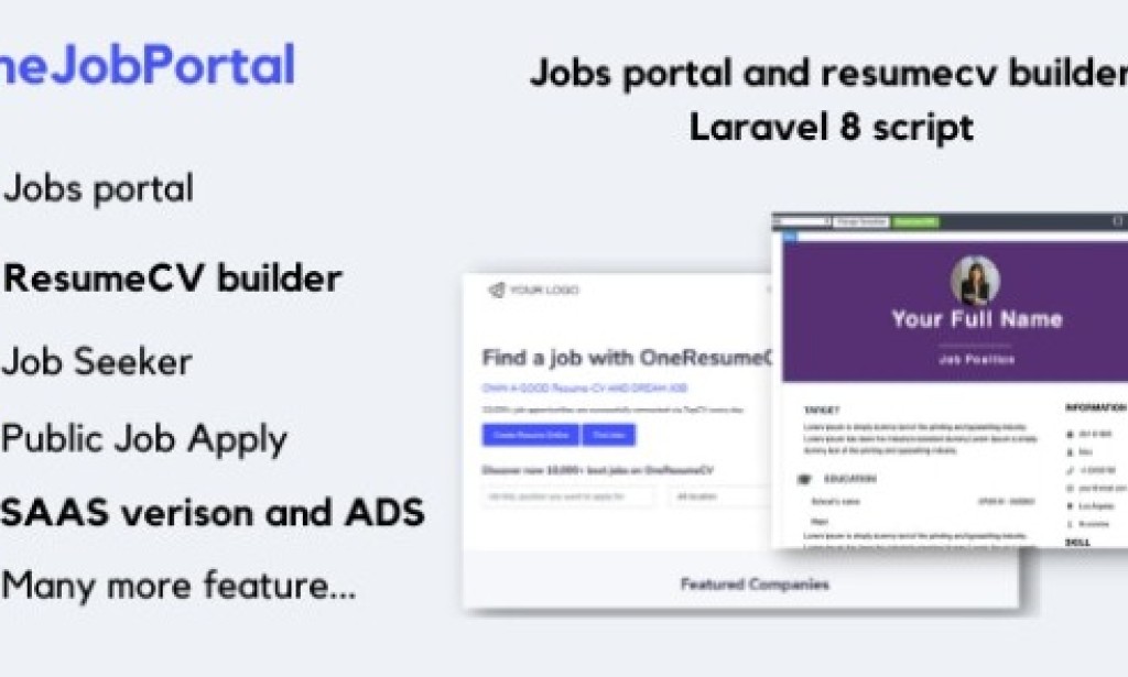 OneJobPortal v1.0.9 – Jobs Board and Resume Builder PHP Script