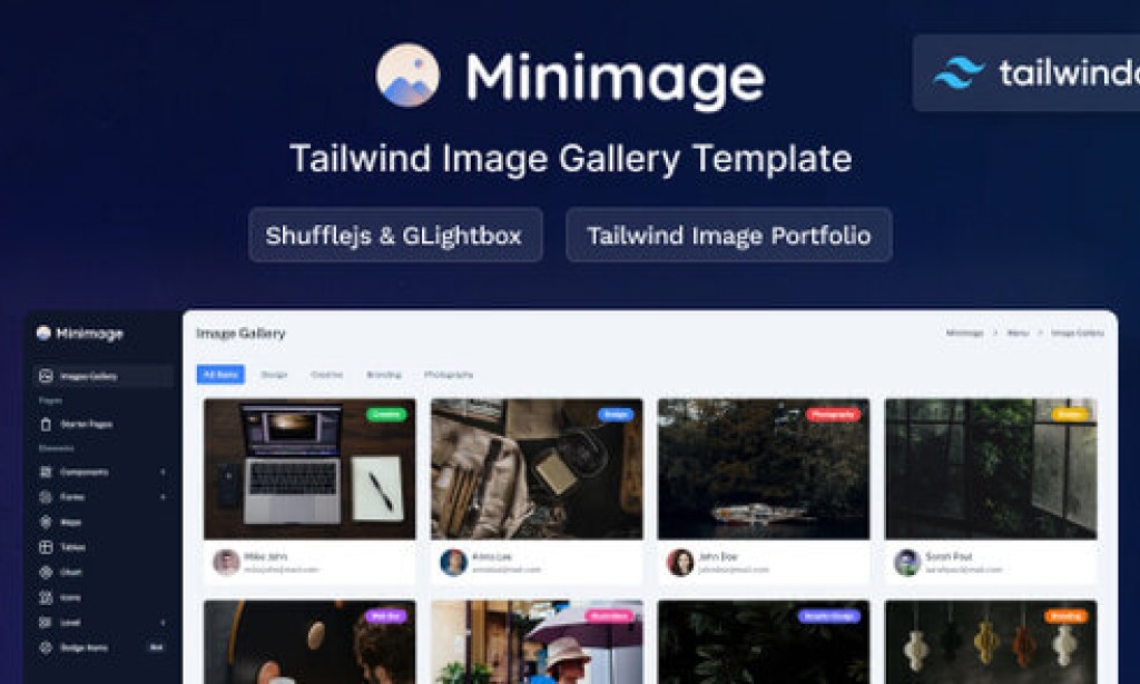 Minimage – Tailwind Image Gallery Setup HTML Template