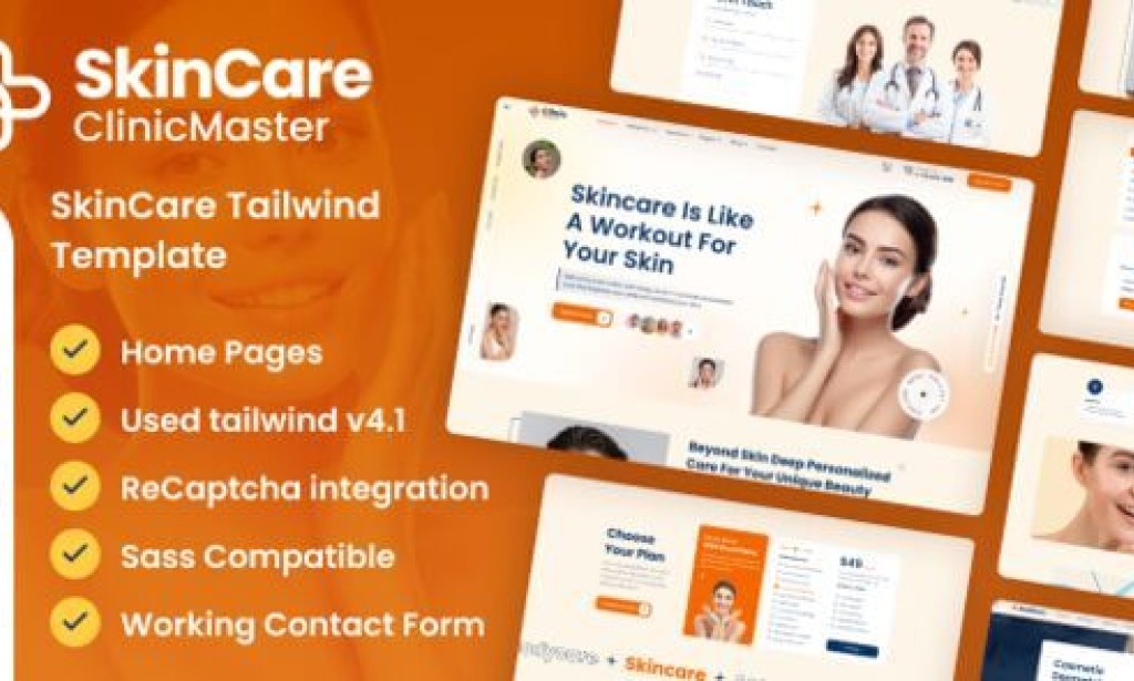 ClinicMaster – SkinCare Tailwind CSS Template