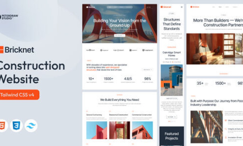 Bricknet – Construction Company Website Tailwind Template