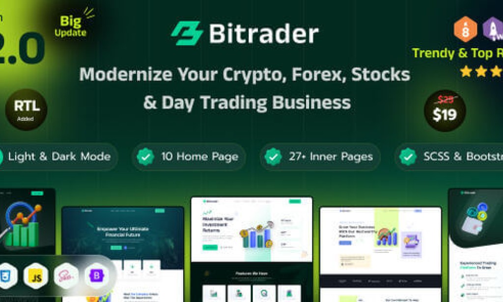 Bitrader – Crypto, Stock and Forex Trading Business HTML Template