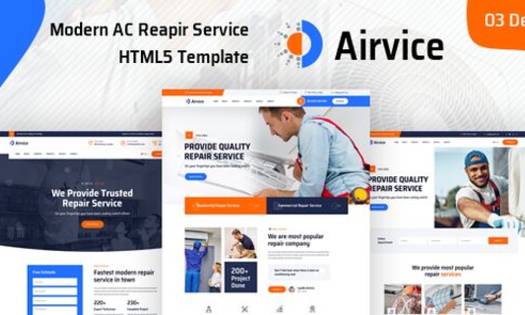 Airvice – AC Repair Services HTML5 Template