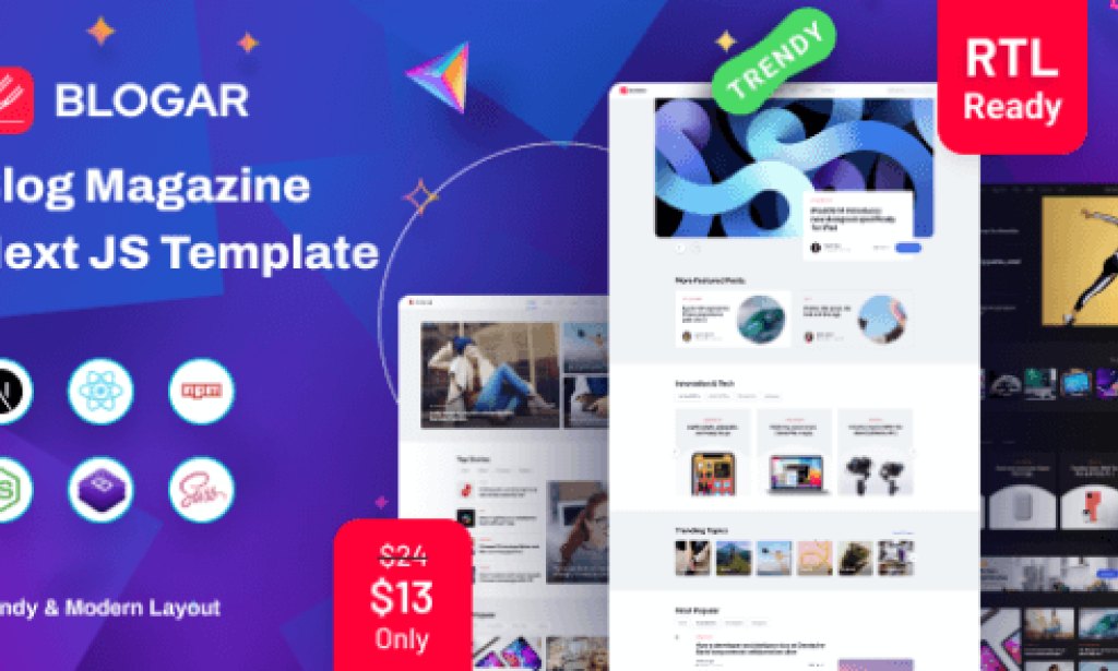 Blogar v1.0.3 – React Nextjs Blog and React Magazine Template Free