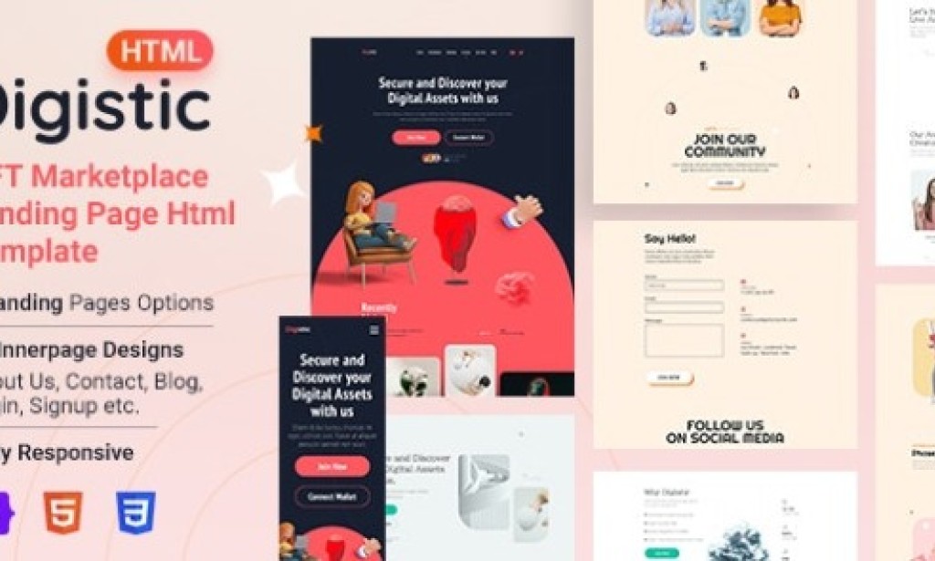 Digistic v1.0 – NFT Marketplace Landing Page HTML Template Free