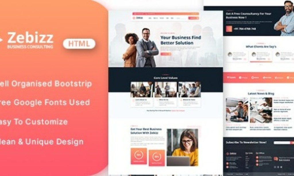 Zebizz v1.0 – Business Consulting HTML Template Free