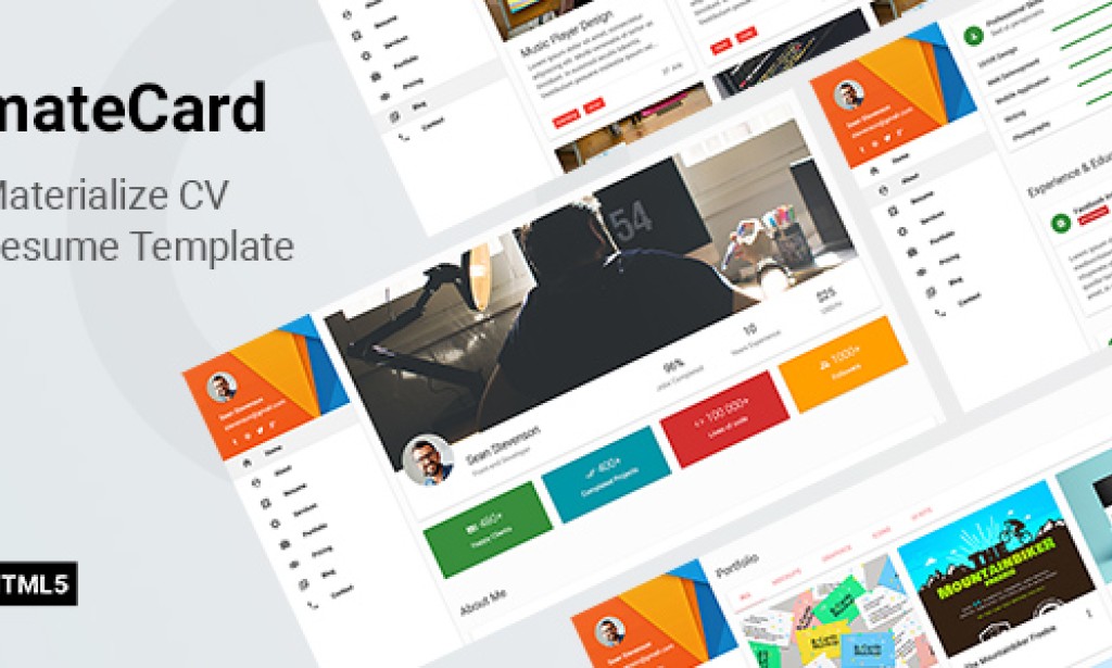 mateCard v1.0 – Materialize CV/Resume HTML Template Free