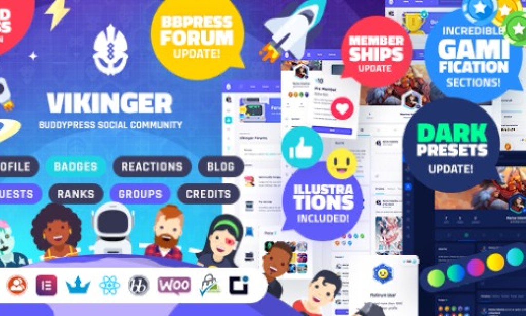 Vikinger v1.9.9.4 – BuddyPress and GamiPress Social Community WordPress Theme