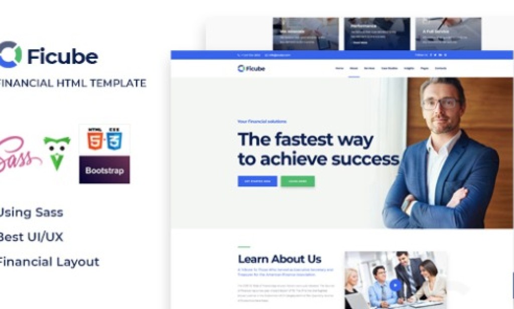Ficube v1.0 – Business & Financial HTML and Sass Template Free