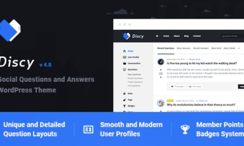 Discy v5.4 – Social Questions and Answers WordPress Theme Free