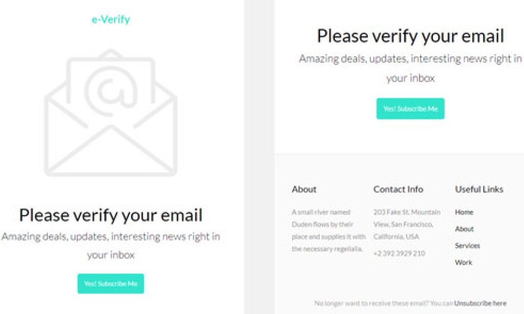 Email Verification Email HTML Template Free