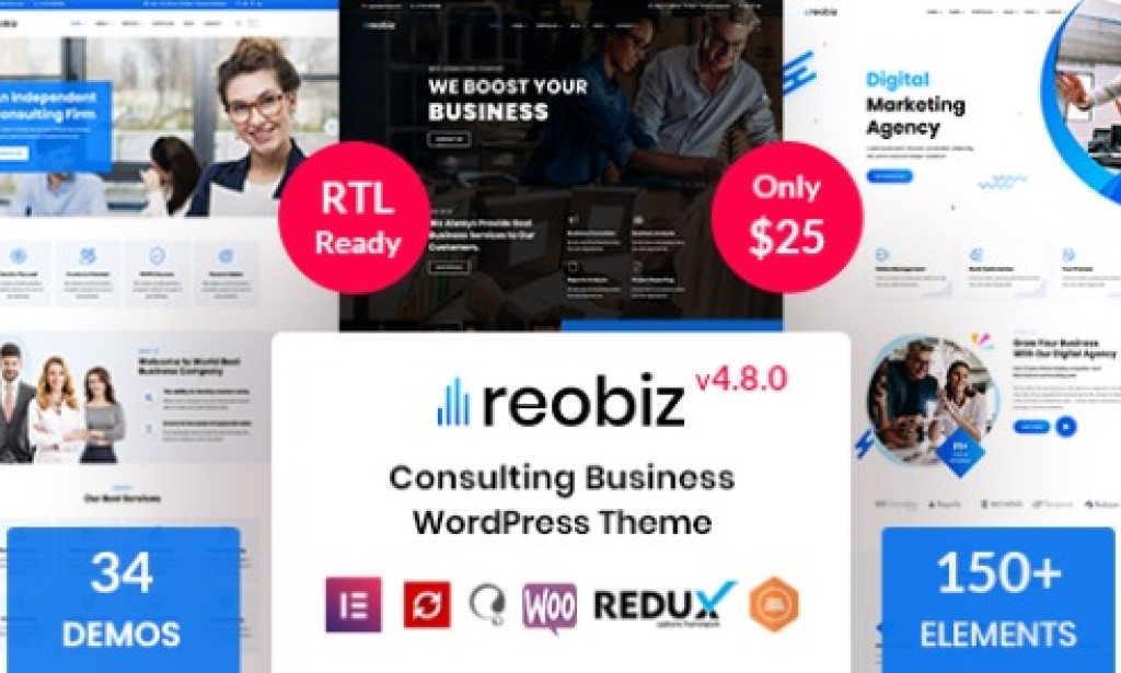 Reobiz 4.8 – Consulting Business WordPress Theme Free