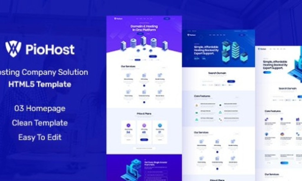 Piohost v1.0 – Domain and Web Hosting HTML5 Template Free