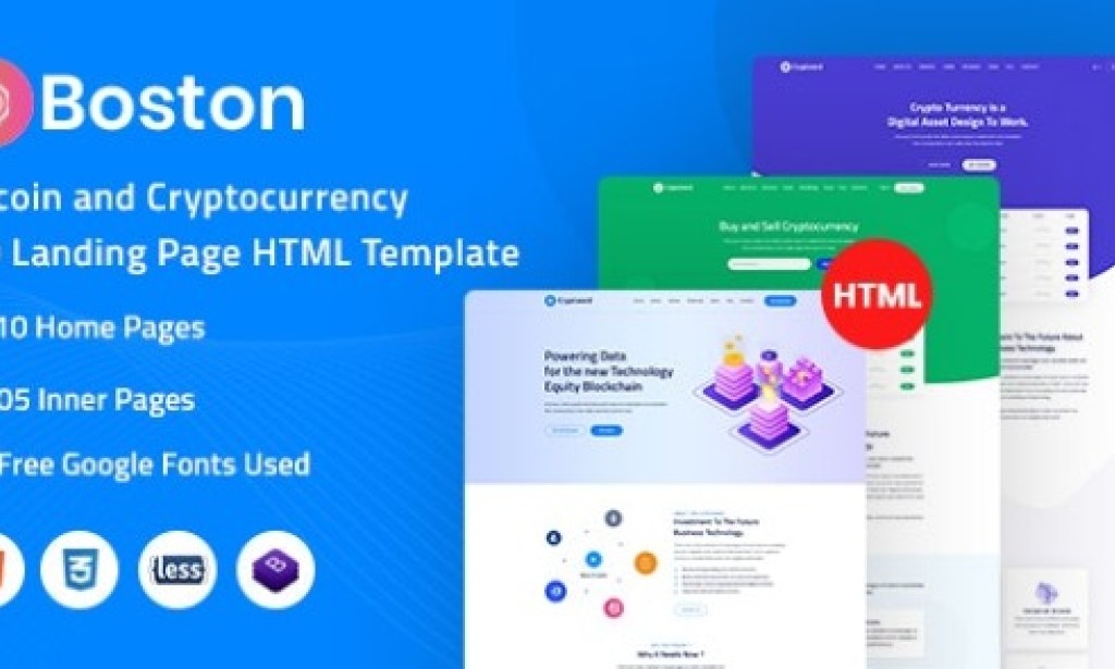Boston v1.0 – Bitcoin & Cryptocurrency ICO Landing Page HTML Template Free
