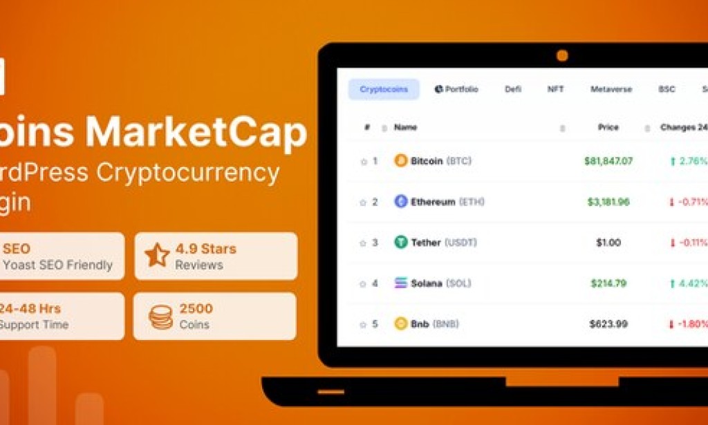 Coins MarketCap v5.6.4 – WordPress Cryptocurrency Plugin