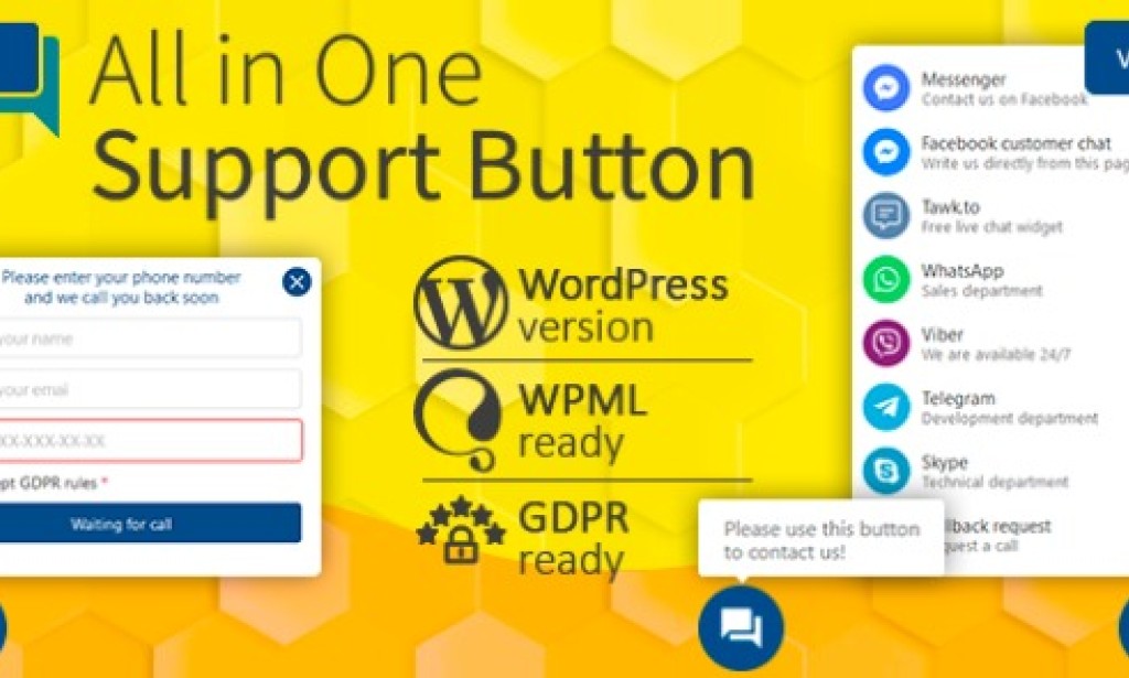All in One Support Button v2.2.7 – Callback Request. WhatsApp, Messenger, Telegram, LiveChat