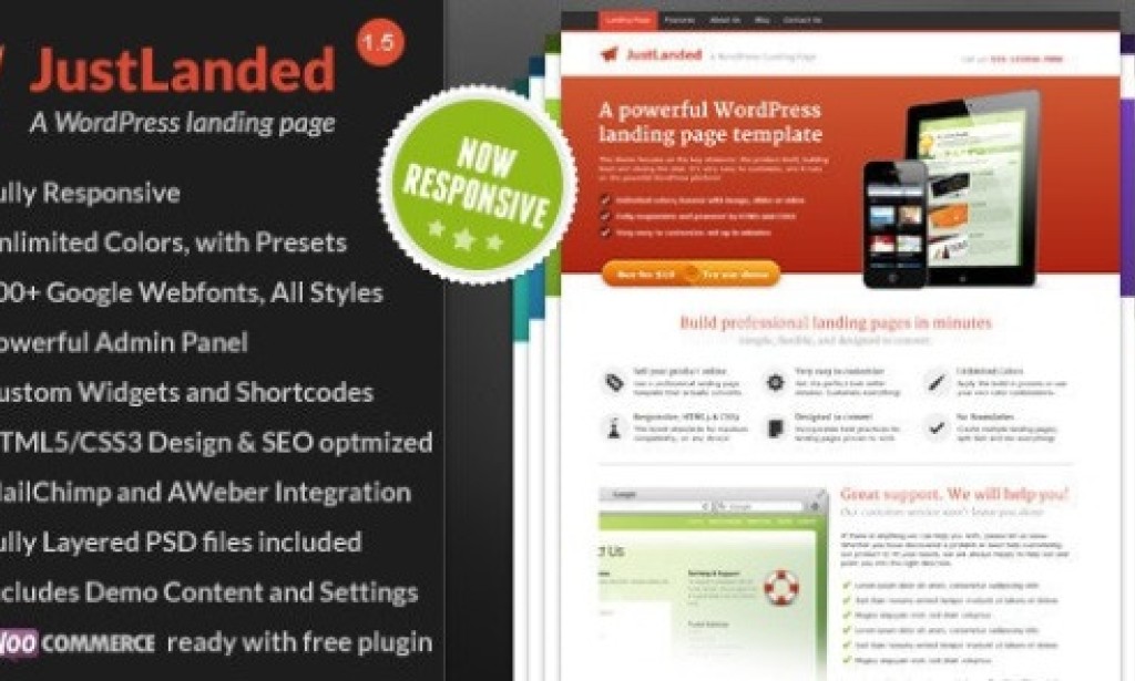 JustLanded v1.7.0 – WordPress Landing Page Theme Free
