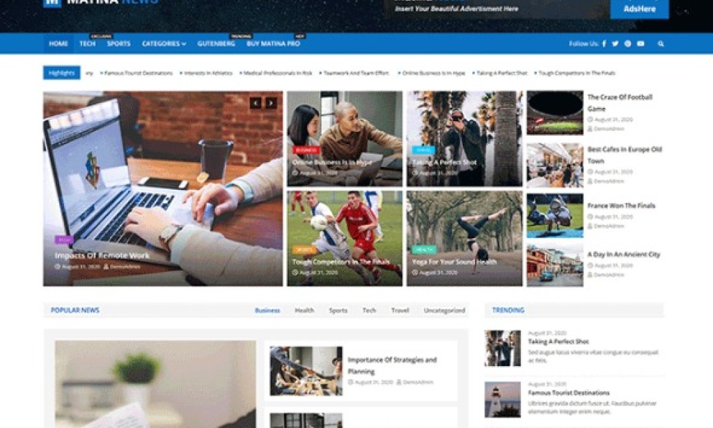 Matina News v1.0.4 – Creative WordPress Magazine Theme