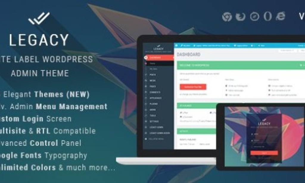 Legacy v9.1 – White label WordPress Admin Theme – Dashboard Interface