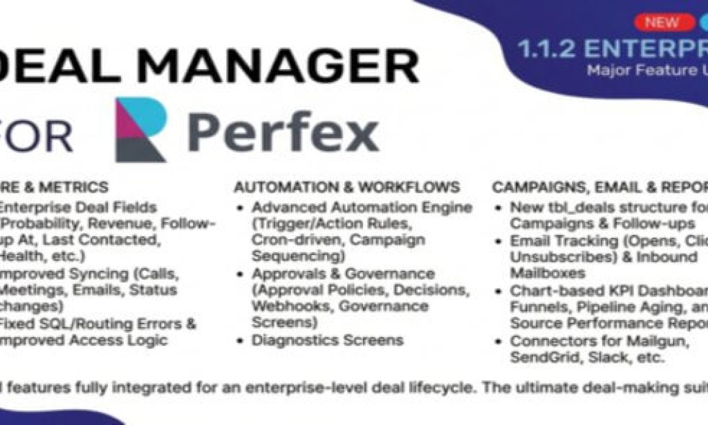 Deals Management for Perfex CRM v1.1.2 – Addon