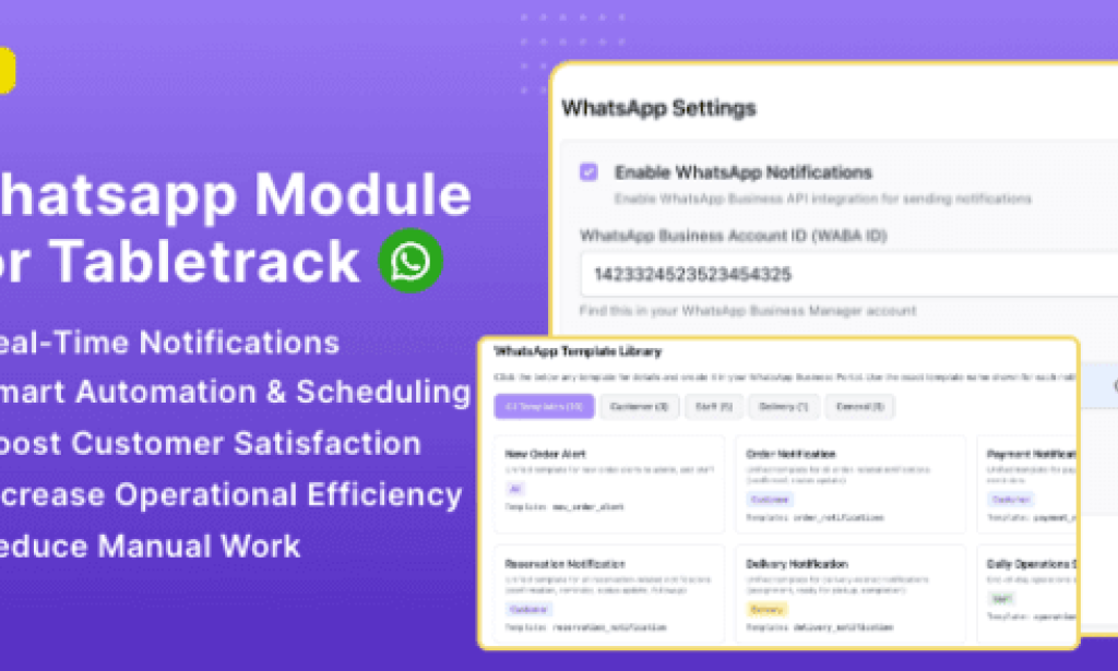 WhatsApp Module for TableTrack v1.0.16 – Addon