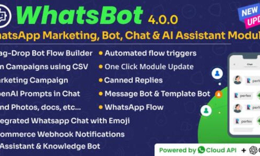WhatsBot v4.0.0 – WhatsApp Marketing, Bot, Chat & AI Personal Assistant Module for Perfex CRM – Addon