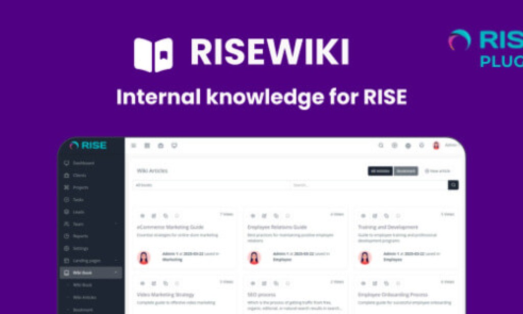 RiseWiki v1.0.1 – Internal Knowledge for RISE CRM – Addon
