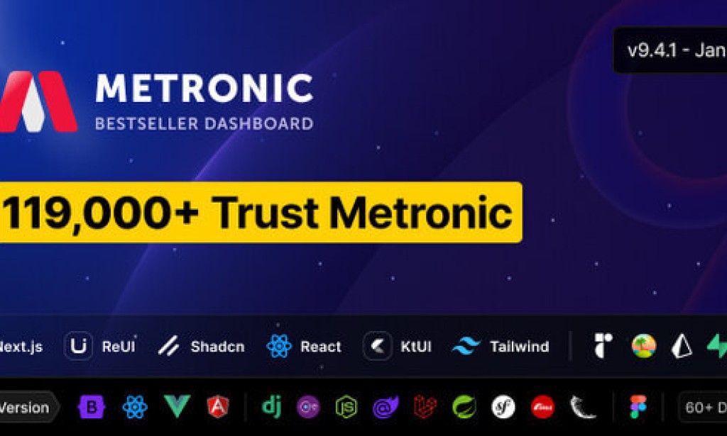 Metronic v9.4.12 – Tailwind, Bootstrap, React, Next.js, Vue, Angular, Laravel Admin Dashboard HTML Template