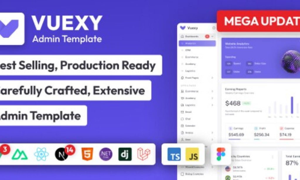 Vuexy v10.11.1 – Vuejs, Nuxt, Next.js, HTML, Laravel, Asp.Net & Django Admin Dashboard Template