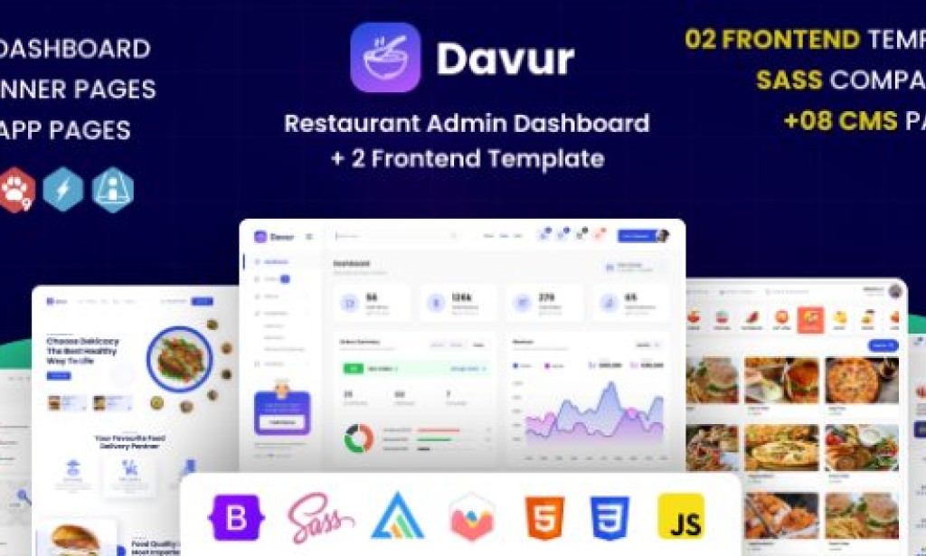 Davur v2.0.1 – Restaurant Admin Dashboard + 2 Frontend Template
