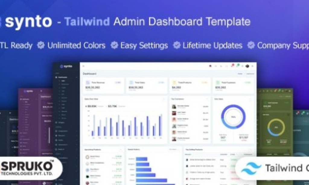 Synto v5.0 – Tailwind HTML Admin Dashboard Template Free