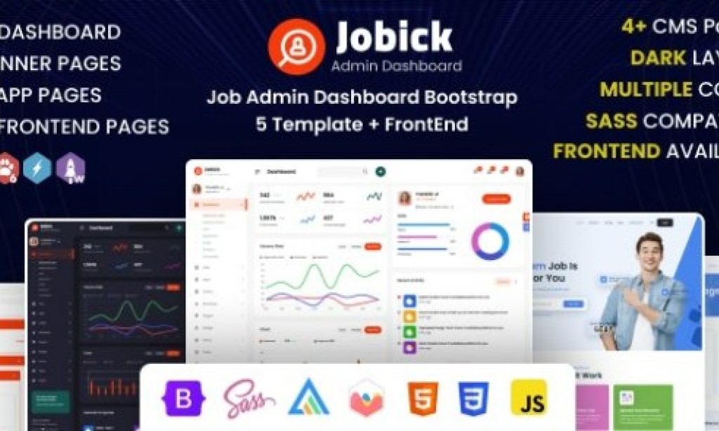 Jobick v3.0 – Job Admin Dashboard Bootstrap 5 Template + FrontEnd Free