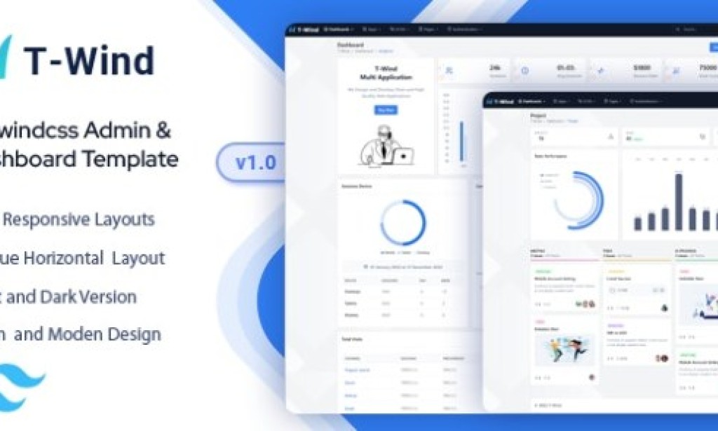 T-Wind v1.0 – Tailwind CSS Admin Dashboard Template Free