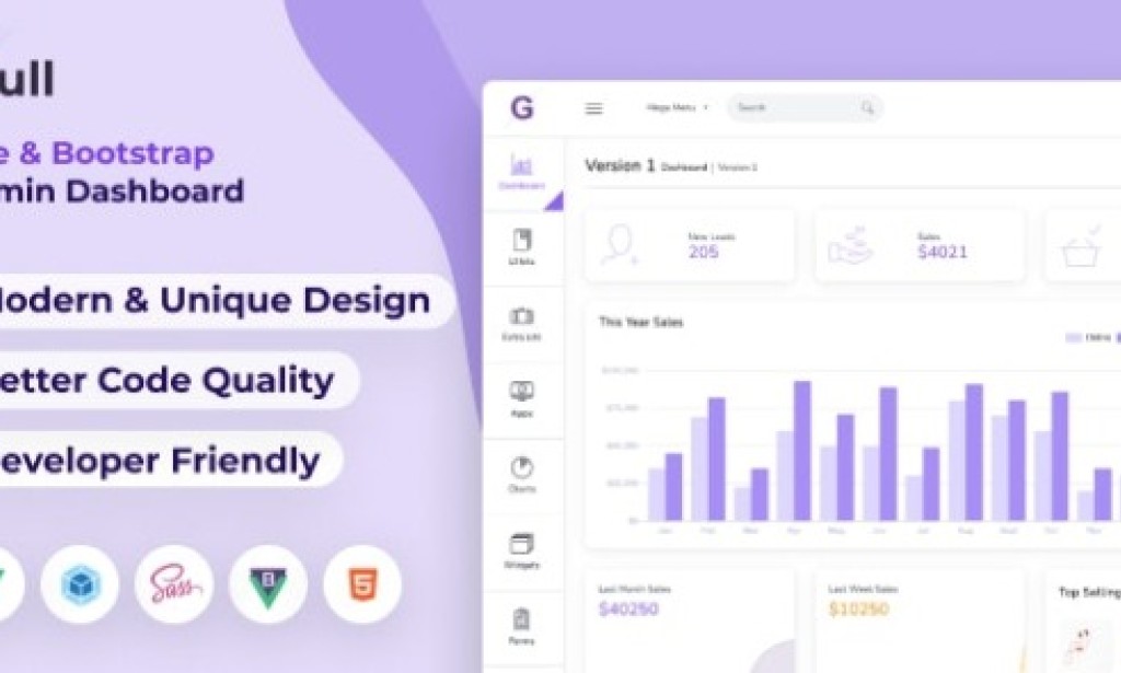 Gull v1.1 – HTML & Vuejs Admin Dashboard Template Free