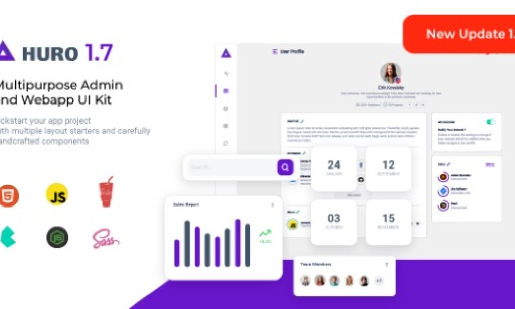Huro v1.7 – Multipurpose Admin and Webapp UI Kit Template Free