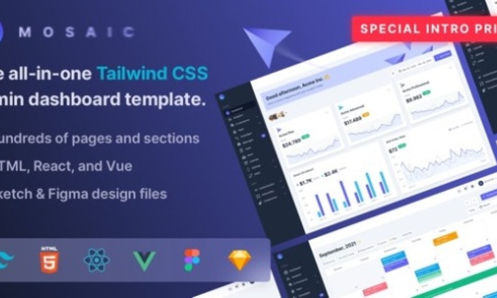 Mosaic v3.1 – Tailwind CSS Admin Dashboard Template Free