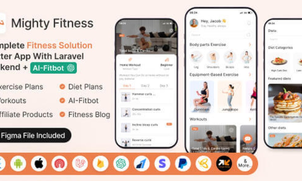 Mighty Fitness v11.0 – Complete Fitness Solution Flutter App with Laravel Backend + ChatGPT (AIFitbot) Source