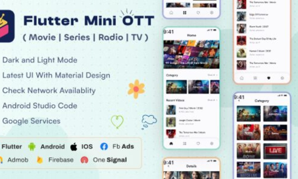 Flutter Mini OTT (2 Apr 2026) – Live Tv, Movie, Videos, Radios App Source