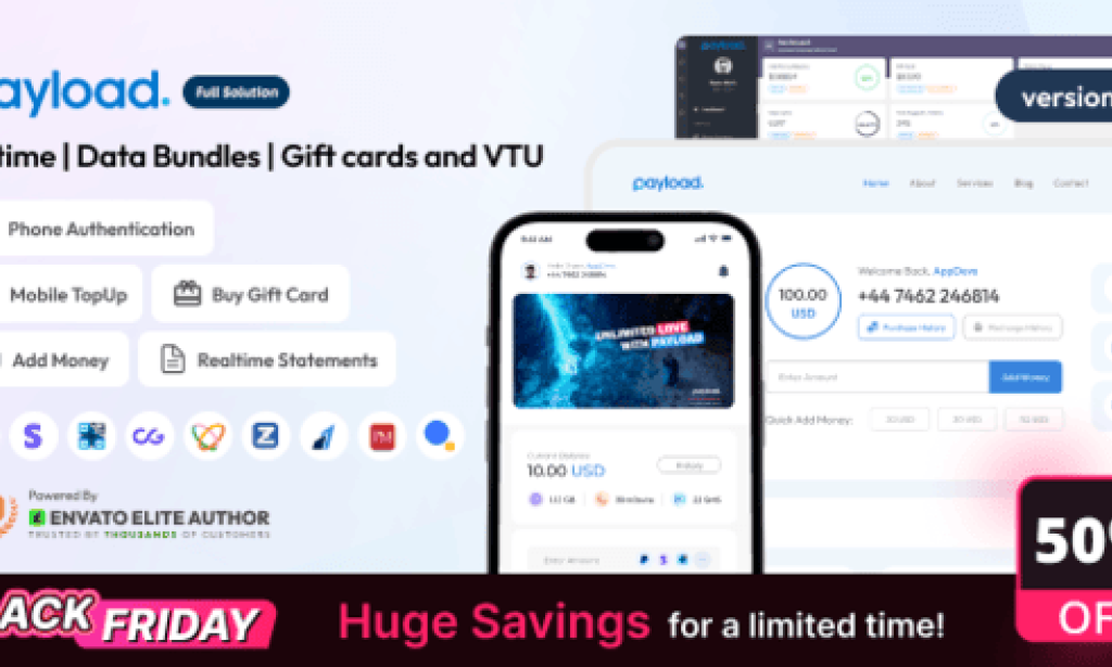 PayLoad v2.0.0 – Airtime, Data Bundles, Gift Cards and VTU Full Solution App Source