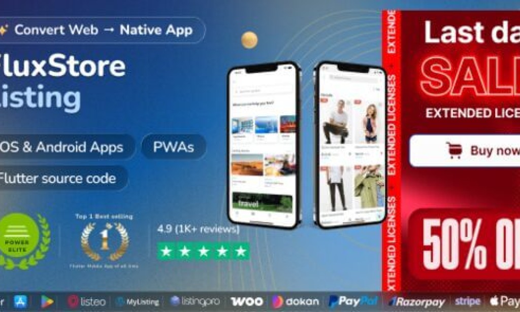 FluxStore Listing v6.0 – The Best Directory WooCommerce App By Flutter Source