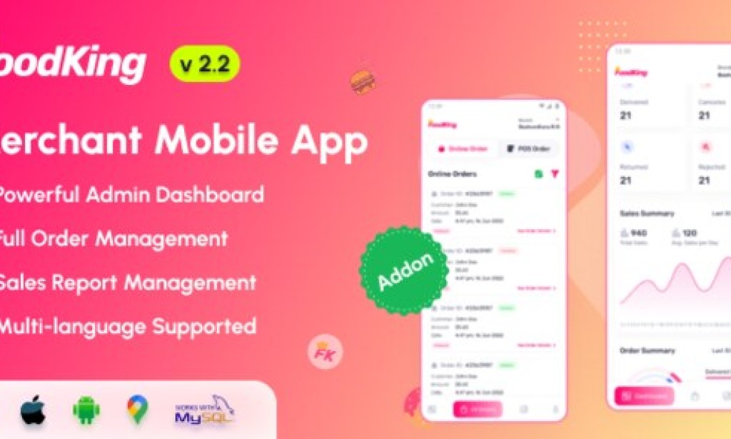 FoodKing v2.2 – Restaurant Food Delivery System Merchant Flutter Mobile App Source